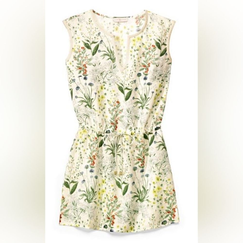 Tory Burch Botanical Linen Dress Garden Fairycore Coastal Cowgirl Bohemian S
